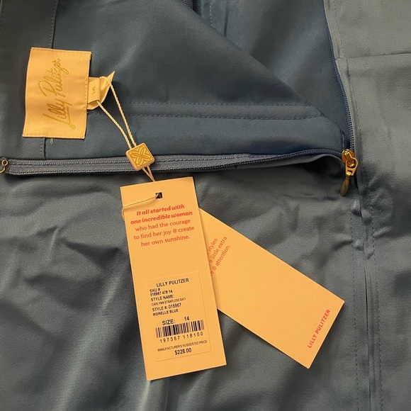 Lilly Pulitzer nwt carolyn strapless bow satin dress in morelle blue . - Picture 7 of 7